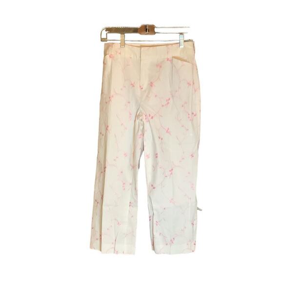Pierre Cardin Capri Pink Floral Pants 12 Feminine Beachy Summer Barbiecore - Picture 2 of 3